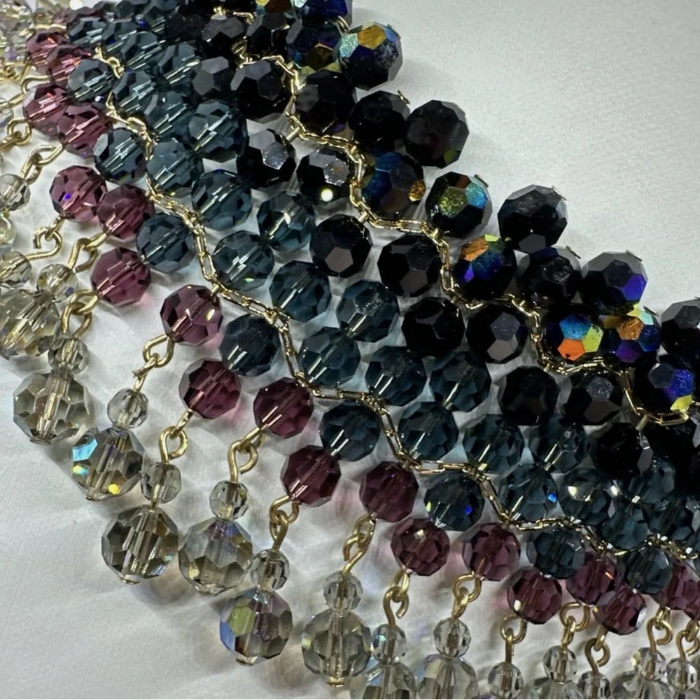 Authentic Signed Vintage Swarovski Multicolor Beaded Statement Necklace - Picture 6 of 11